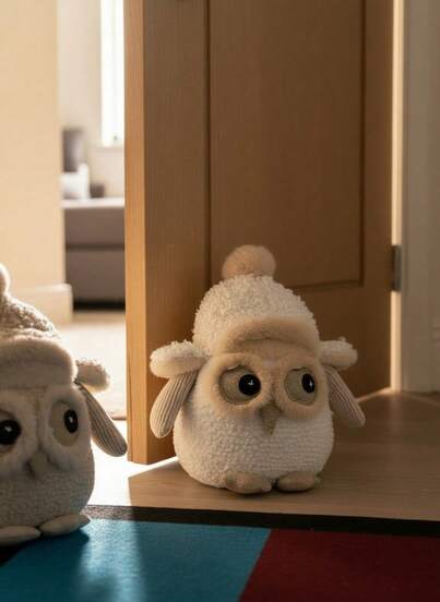 Cirelle 1pc Cute Christmas Reindeer & Owl Door Stopper, Beige/Gray/White, Ideal Gift & Greenhouse Decor