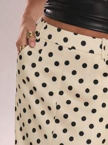 Avenya Women's Fishtail Hem Denim Effect Polka Dot Print Skirt - Multicolor - View 2