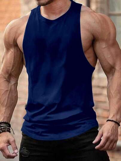 SHEIN Manfinity Dauomo 男士简约纯色圆领休闲背心，夏季