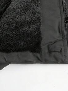 Manfinity Homme Men Long Sleeve Flap Pocket Drawstring Waist Hooded Thermal Lined Padded Coat, For Fall Winter