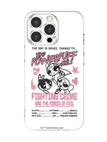 THE POWERPUFF GIRLS X SHEIN 花朵、泡泡、毛茛图案透明手机壳，打击犯罪图案保护套，兼容 - 彩色 - 查看 1