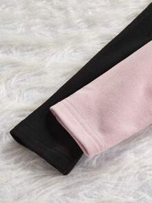 Genkimix Kids 2件套女童保暖内衣长袖上衣和裤子，黑色和粉色