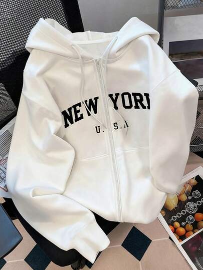 INAWLY Suitable For Outerwear, Autumn/Winter, Autumn, Back To School Season, Graphic Design, Letter Design, Fashionable & Versatile, Must-Have For Women, Women's Sweatshirt Sweatshirt