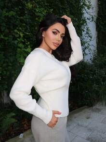 Durrani Popal Women's Premium Cinched Waist Knitted Cardigan Women Cardigan Button Up Cardigan Thin Cardigan V-Neck Cardigan Cropped Cardigan White Cardigan In Fall/Winter - White - View 4