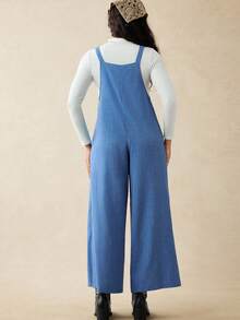 Boho Mama Mono holgado y casual de maternidad de unicolor con diseño de botones y bolsillos, para otoño - Azul - Ver 3