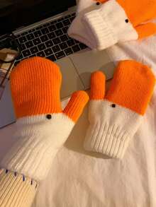 Zazumi Creative Funny Big Goose Pattern Yarn Mittens Thermal Lined Thickened Warm Thermal Winter Gloves For Cold Weather Autumn Fall Christmas Holiday Gift Ideas Stocking Stuffers Must Haves - Multicolor - View 7