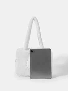 We Bare Bears X SHEIN 1pc White Fashion Portable Doll Head Design Large Capacity Tote Bag For Women - White - View 6