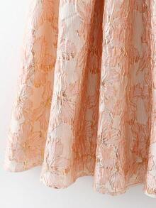 Franclia 女士粉色纹理面料A字裙，宫廷风，适合日常穿着、下午茶、度假、情人节等场合。长款碎花裙，优雅长裙，女士长裙，碎花正式礼服裙，百褶裙，女士长裙，百褶长裙，粉色碎花裙，女士碎花正式礼服裙，女士长裙，正式碎花裙 - 粉色 - 查看 5