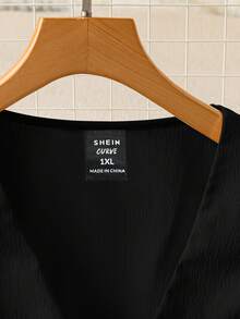 GlowEve CURVE 女士甜美法式短袖V领荷叶边下摆系带露脐上衣，春夏款 - 黑色 - 查看 5