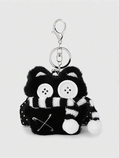 Kawaii 1 Stück süße schwarze Katze Polka Punkt Münztasche, kleine Kartentasche, kann als Anhänger Dekoration verwendet werden