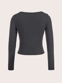 SHEIN EZwear 女士休闲简约宽松圆领长袖修身打底 T 恤适合秋冬季