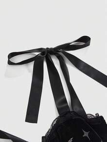 ROMWE Gothic Palace Style Church Contrast Color Embroidery Contrast Lace Velvet Camisole