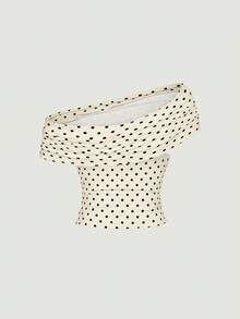 SHEIN MOD Women's Elegant Polka Dot Mesh Versatile Camisole, Summer,Summer Holiday Outfits - Apricot - View 6