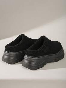 Solecia Giày bốt đi tuyết đế dày mũi tròn cho nữ, lót ấm áp cho mùa thu/đông - màu đen - Xem 4