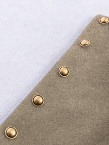 Franclia 时尚法式优雅短款棕色圆领长袖女式外套，秋冬款 - 卡其色 - 查看 4