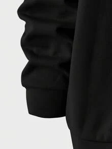 EASEVO 加大码男士时尚休闲印花套头卫衣 男士卫衣 男士黑色卫衣 黑色图案卫衣 黑色刺绣卫衣