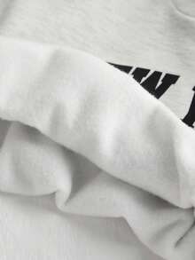 SHEIN Set de 2 piezas de sudadera y pantalón de chándal con estampado de letras de manga larga y cuello redondo para adolescentes - Gris - Ver 10