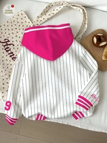 Slaydiva Plus Size Women Colorblock & Number 79 Print Sweatshirt, Casual, Suitable For Autumn/Winter - Multicolor - View 2