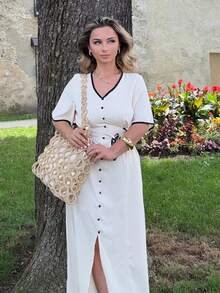 Jeta Ari 时尚度假镂空串珠细节单肩包，优雅包包 - 駝色 - 查看 4