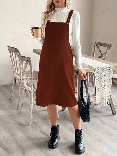 Cheriluna Maternity Maternity Solid Color Sleeveless Casual Jumper Dress, Autumn/Winter