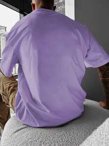 Manfinity Dauomo 男士字母树枝印花圆领休闲宽松T恤 - 彩色 - 查看 2