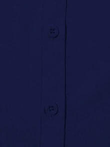 EMERY ROSE Casual Versatile Solid Color Long Sleeve Shirt Fall Cloth For Women - Navy Blue - View 6