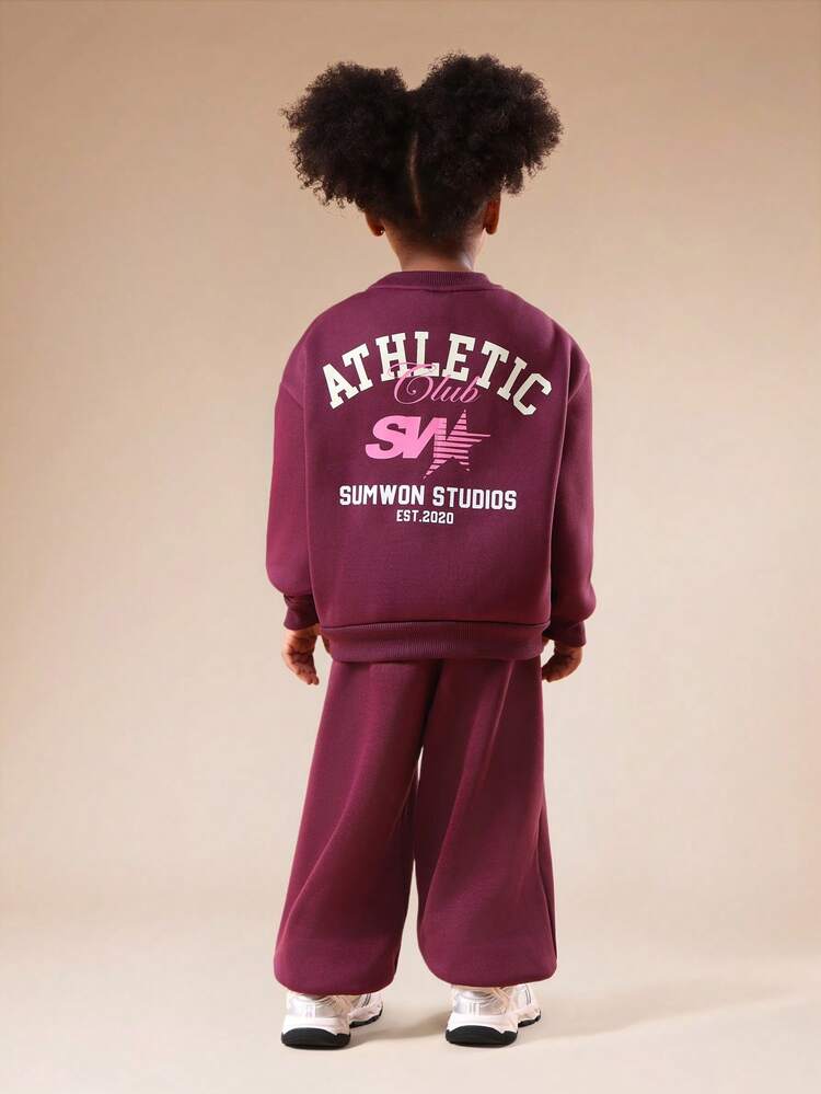 Oversized Sweatshirt And Joggers Set With Athletic Print