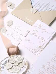 20 PCS Eucalyptus Pattern Real Wax Sealing Stickers Self-Adhesive Wedding Invitation Envelope Seal Stickers For Decorating Wedding Invitations, Gifts Back To School - one-size - View 3