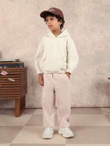 Quần jogger dáng rộng SUMWON cho bé trai, chất liệu vải xương cá, cạp chun, kiểu dáng thoải mái, thích hợp mặc hàng ngày đi học hoặc đi nghỉ mát. - Màu be - Xem 3