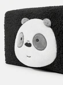 We Bare Bears X SHEIN 1个黑色毛绒时尚便携大容量化妆包 - 黑色 - 查看 9