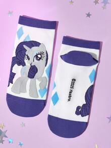 My Little Pony X SHEIN 6 đôi tất nữ cổ ngắn mềm mại, thoáng khí, thấm hút mồ hôi, kiểu dáng ngọt ngào, thời trang và dễ thương, họa tiết hoạt hình nhiều màu sắc, mũi và gót được gia cố để tăng độ bền, phù hợp mọi mùa, hè đông, họa tiết kỳ lân, tất in hình, ý tưởng quà tặng. - Nhiều màu - Xem 15