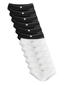 Lowkey Lull Women's Lace Patchwork Simple Briefs - Black and White - View 5