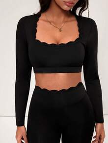 INAWLY Solva 2pcs Women's Yoga Set With Removable Padded Bra Top & High Waist Leggings, Black Yoga Outfit - Black - View 1