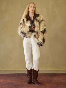 MOTF STUDIO SOLID SLANT POCKET SEAM FRONT STRAIGHT LEG JEANS WITHOUT CHAIN BELT , FALL WINTER - Beige - View 3