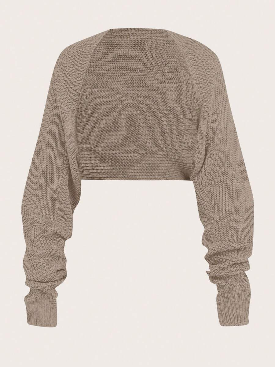 SHEIN Girlism Tween Girl V-Neck Sweater, Minimalist Fashion Casual Everyday - Khaki - View 1