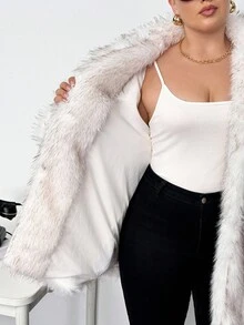 Truni Lacenleopard 秋冬加大码仿皮草长袖夹克，适合梨形三角身材 - 灰色 - 查看 11