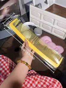 Zazumi 1把巨型宽齿梳 - 超大号塑料宽齿发刷，适用于浓密头发、脏辫和辫子 - 趣味新奇发型梳，适合女性，也可作为万圣节服装配饰或礼物（玫瑰红/黄色） - 彩色 - 查看 3