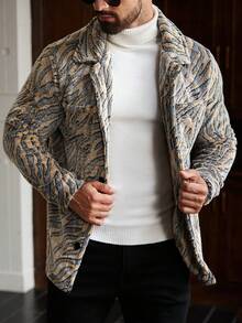 Manfinity LEGND Men's Mature Casual INS Bestselling Padded Jacket. Suitable For Daily Wear, Men's Jacket, Suitable For Christmas, New Year Holidays, Parties, Dinners, Autumn/Winter Men's City Warm Jacket Plaid Long Sleeve American Style Jacket, Gift For Friends, Husband, Boyfriend Men Graphic Jacket - Yellow - View 4