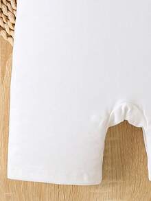 Baby Boy "I Love Daddy Mommy" Letter Print Short Sleeve Romper, Suitable For Summer - White - View 4