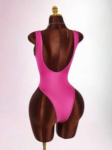 Amplova Square Neck Sleeveless Backless Bodycon High Waist Slit Sexy Bodysuit For Party Y2k Swimsuit