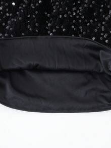 Rok Mini Warna Polos dengan Hiasan Payet, Cocok untuk Liburan, Anak Perempuan Muda - Hitam - View 5