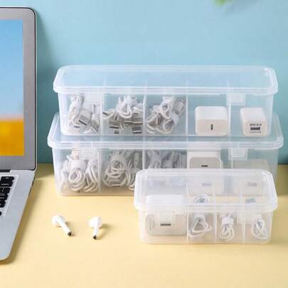 Boîte de rangement de câble de données, organisateur de chargeur de téléphone portable, boîte de gestion de câble de bureau, gardez le bureau et les tiroirs propres et rangés. Organisateur de câble