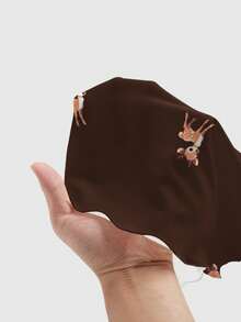 ROMWE Fairycore Váy ngắn in họa tiết hươu cổ điển dễ thương dành cho nữ, màu cà phê, thu/đông - Cà phê - Xem 6