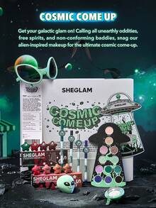 SHEGLAM 月光光泽高光粉，多维闪耀，高光泽妆效，蓝绿色反光，多用途，提亮面部妆容，紫色哥特风高光，品牌美妆，面部彩妆，女士女孩适用，冬季完美之选，Y2K时尚潮流，适合生日、圣诞节礼物，派对必备，最佳颜色 - 無色 - 查看 8