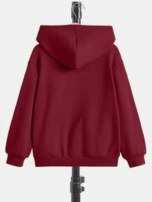 SHEIN Tween Boy Kangaroo Pocket Drop Shoulder Sweatshirt, Cute Casual Suitable For Spring/Autumn Daily Wear - Red - View 2