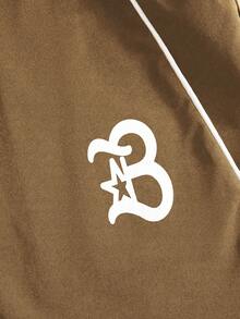 PAVTROS Men's Letter Print Hooded Zip-Up Jacket And Contrast Trim Pants Set Men 2 Piece Set Men Street Wear Sets Men Tracksuit Set Jogging Suits Men Jogging Set,Windbreaker/Outdoor Windbreaker,Parka,Streetwear,Jogging, - Brown - View 7