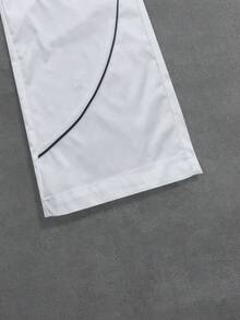 PAVTROS Men's Letter Print Hooded Zip-Up Jacket And Contrast Trim Pants Set Men 2 Piece Set Men Street Wear Sets Men Tracksuit Set Jogging Suits Men Jogging Set,Windbreaker/Outdoor Windbreaker,Parka,Streetwear,Jogging, - White - View 5