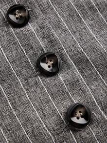 Firerie Kids 少女休闲街头风通勤上学无袖灰色条纹翻领背心衬衫 - 灰色 - 查看 4