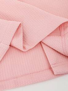 1pc Girls Jacquard Knit Dress With Detachable Black Bow Collar, Casual & Fashionable For Daily Wear, Suitable For All Seasons - Pink - View 3