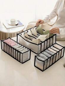 Caja de almacenamiento plegable y dividida, organizador de ropa interior para sostenes, bragas, calcetines, color aleatorio - Multicolor - Ver 11
